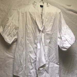 Great white button down with neck tie.